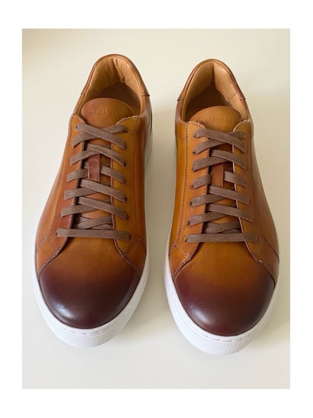 Magnanni Cognac Leather Low Top Sneakers US 11 / EU 44